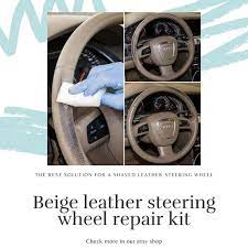 Beige Leather Steering Wheel Repair Kit