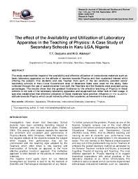 Pdf The Effect Of The Availability And Utilization Of