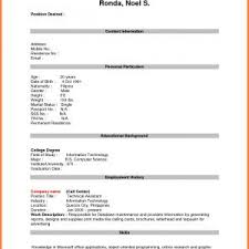 Sample Blank Resume Forms To Print Valid Blank Resume Template