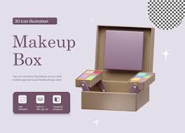 premium psd 3d makeup box ilration