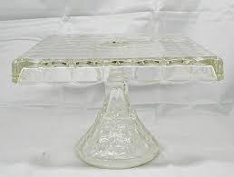 Clear Glass Pedestal Square Cake Plate