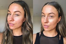 bronzed glowing makeup base with skincare