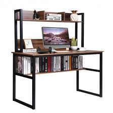 When shopping for the perfect computer desk with hutches, don't forget to focus on key factors like design quality, storage capacity, and sturdiness. Computer Desk Wood Pc Table With 47 5 Large Desktop 2 Tier Bookshelf Multipurpose Study Desk Made Of P2 Environmental Material Modern Office Workstation With Compact Design For Small Space Costway
