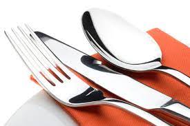 clean tarnished stainless steel cutlery