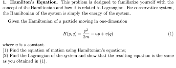 Solved Hamilton S Equation This