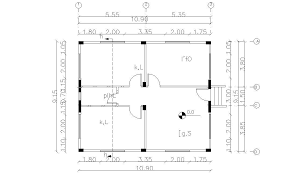 2 Bhk House Floor Plan Autocad Drawing