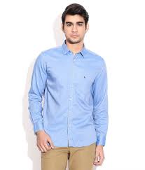 Parx Blue Slim Fit Casual Shirt