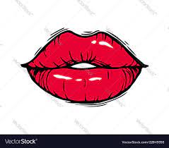 hand drawn female red lips royalty free