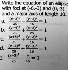 Write The Equation Of An Ellipse With