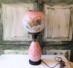 Antique Pink Glass Table Lamp Tall
