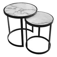 Glory Set Of 2 Faux Marble Side Tables