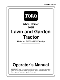Toro Wheel Horse 268h Lawn And Garden Tractor Operators