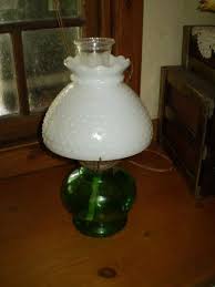 Vintage Green Glass Oil Lamp Milk