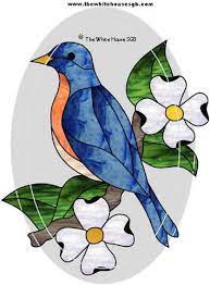 Bird Silhouette Art Stained Glass Flowers
