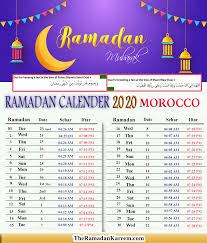 Ramadan for the year 2020 starts on the evening of thursday, april 23rd lasting 30 days and ending at sundown on saturday, may 23. 2021 Morocco Ramadan Timetable Calendar Fasting Prayer Timing