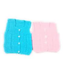 Knitting a sweater's sleeves is not as challenging as it may look. New Jain Traders Hand Made Woolen Knitted Sleeveless Sweaters For Baby Boys Girls Set Of 2 0 6 Months Frozen Pink Buy New Jain Traders Hand Made