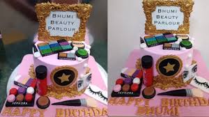 beuty parlour theme cake makeup theme