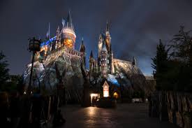 The Nighttime Lights At Hogwarts Castle At Universals