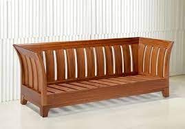 Solid Wood Sofa Curved Sides Cushioned