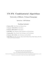 Cs 373 Combinatorial Algorithms