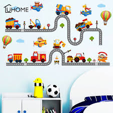 2 Highway Set Cartoon Cars Wall Stickers For Kids Baby Nursery Childrens Play Room Bedroom Home Decor Mural Art Pvc Decals