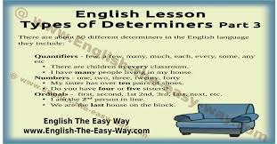 Types Of Determiners English Grammar English The Easy Way
