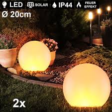 Set Of 2 Led Solar Ball Plug Lamps Fire