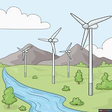 how to draw a wind turbine really