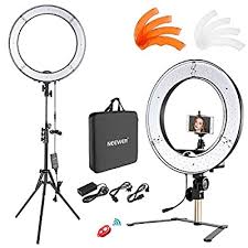 Neewer Desktop And Floor Ring Light Lighting Kit 18 Inches 55w 5500k Dimmable Led Ring Light With Floor Light Stand Soft Tube Tabletop Support Stand For Camera Smartphone Video Make Up Shooting