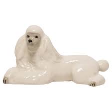 white poodle ceramic dog sculpture