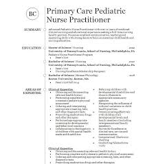 pediatric nurse pracioner resume sle