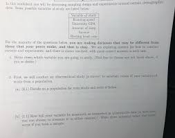 Solved M This Worksheet You Will Be Discussing Sampling D