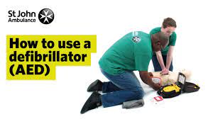 An apparatus used to produce defibrillation by application of brief electroshock to the heart, directly or through electrodes placed on. How To Use A Defibrillator Aed First Aid Training St John Ambulance Youtube