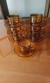 Amber Glass Tea Sets Furniture Home