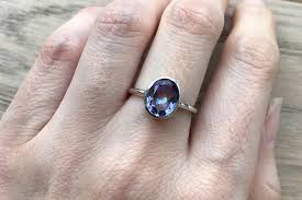 Oval Mystic Topaz Ring Stackable Blue