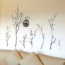 Black Tree With Bird And Cage Wall Decal