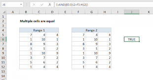 multiple cells are equal excel
