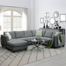 harper bright designs 112 in w flared arm fabric l shaped sofa corner couch set in gray with reversible ottoman and 3 pillows