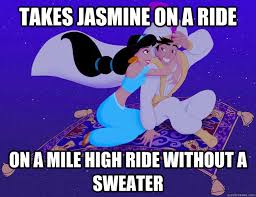takes jasmine on a ride on a mile high