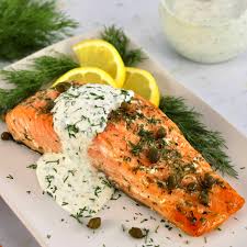 baked salmon with creamy dill sauce