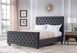 Royalty velvet upholstered bed stylish rich gold trimming metal frame headboard footboard bed. Mount Leconte Furniture Michelle Charcoal King Size Upholstered Bed Darvin Furniture Upholstered Beds