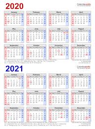 This 2021 year at a glance calendar is downloadable in both microsoft word and pdf format. 2020 2021 Two Year Calendar Free Printable Word Templates