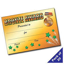 Bronze School Award Certificates A5 X 20 Primary Teaching Services Bronze