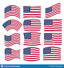 vector many american usa flags waving