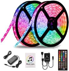 Amazon Com Led Strip Lights Music Sync Waterproof Led Light Strip With Timing Function 32 8ft Ultra Bright 5050 Smd Rgb Color Changing Light Strip With 40 Keys Ir Remote Controller And 12v Power Supply