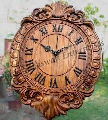 Teak Wood Carved Wall Clock Size 11 5