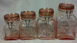 Vint Crownford Pink Glass Jars