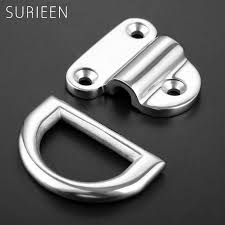 Surieen Marine Boat Yacht Stainless Steel Folding Pad Eye Deck Lashing Ring D Ring With Cleat Plate Boat Hardware Accessories Best Sale Christmas