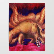 Share the best gifs now >>>. Kurama Nine Tailed Fox Poster By Kimcastello Society6