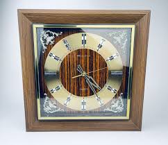 Vintage Bulova Quartz Wooden Square